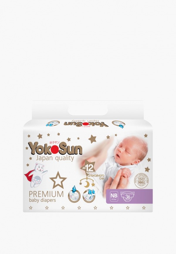 

Подгузники Yokosun, Белый, Premium NB (0-5 кг), 36 шт.