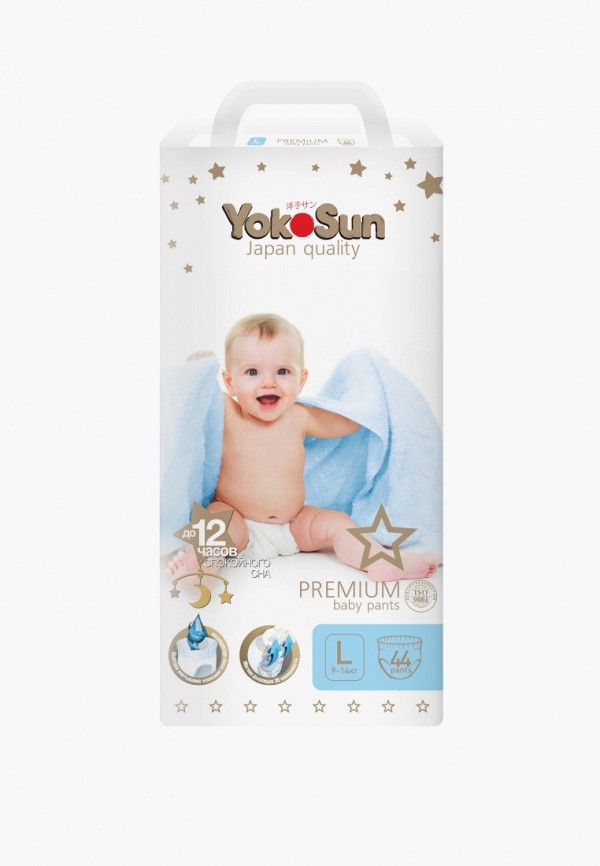 

Подгузники-трусики Yokosun, Белый, Premium L (9-14 кг), 44 шт.