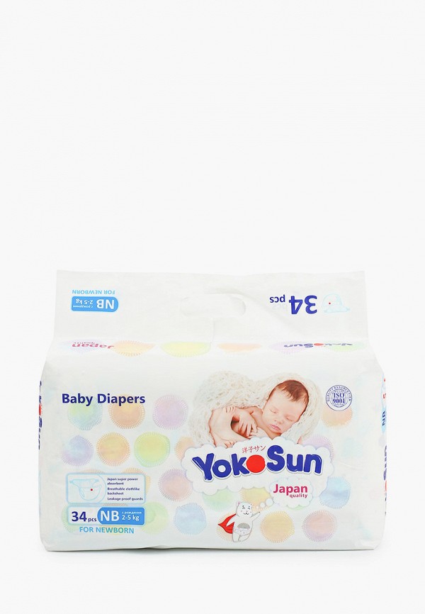 

Подгузники Yokosun, Белый, Comfort на липучках NB (2-5 кг), 34 шт.