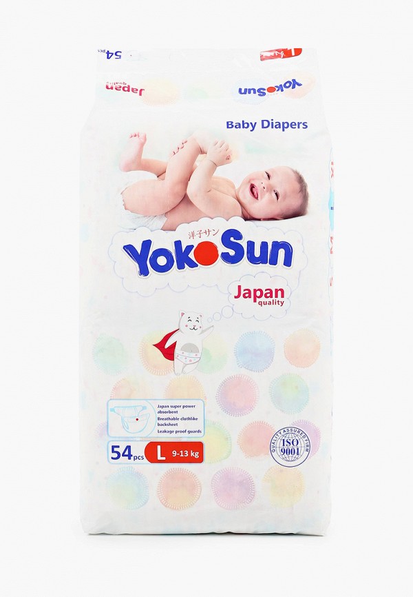 

Подгузники Yokosun, Белый, Comfort на липучках L (9-13 кг), 54 шт