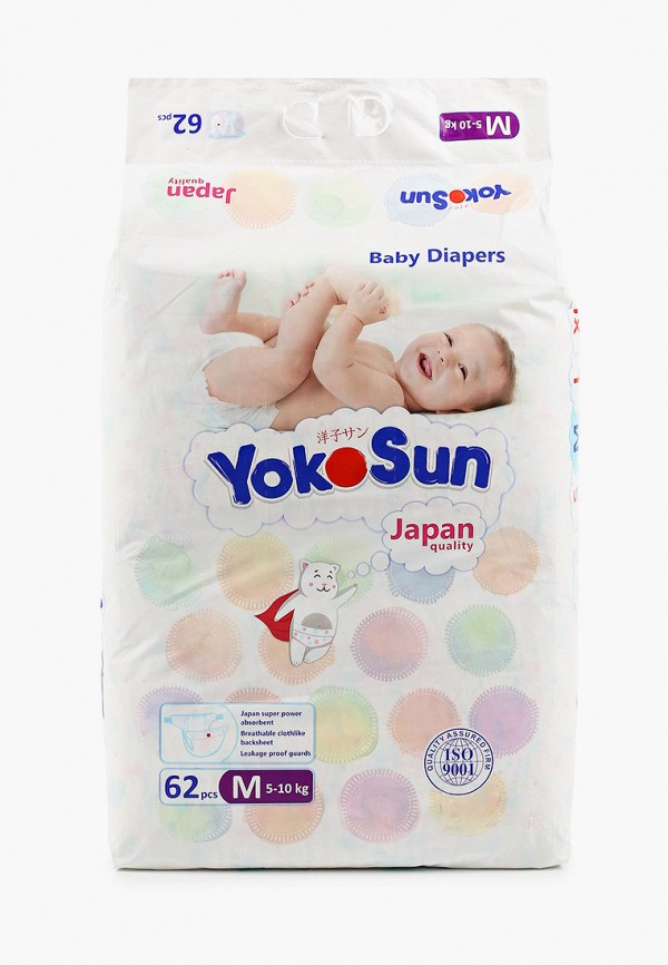 

Подгузники Yokosun, Белый, Comfort на липучках М (5-10 кг), 62 шт.