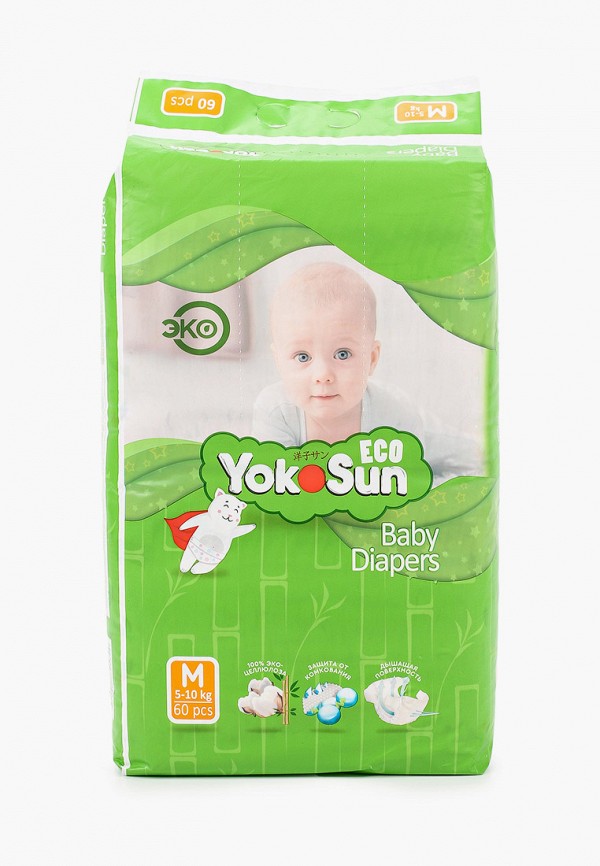 

Подгузники Yokosun, Белый, Eco, размер М (5-10 кг), 60 шт