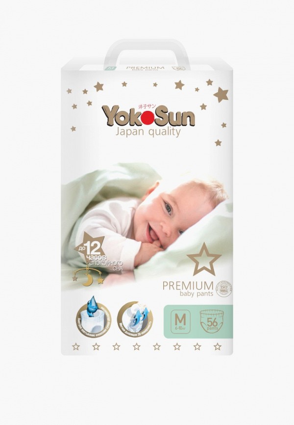 

Подгузники-трусики Yokosun, Белый, Premium M (6-10 кг), 56 шт.