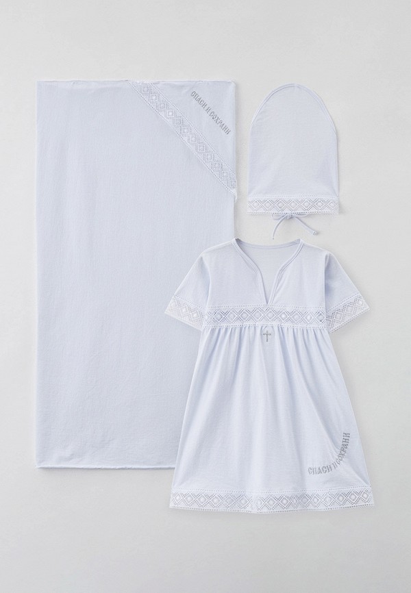 

Комплект для крещения Leo, Белый, Пеленка, платье, косынка