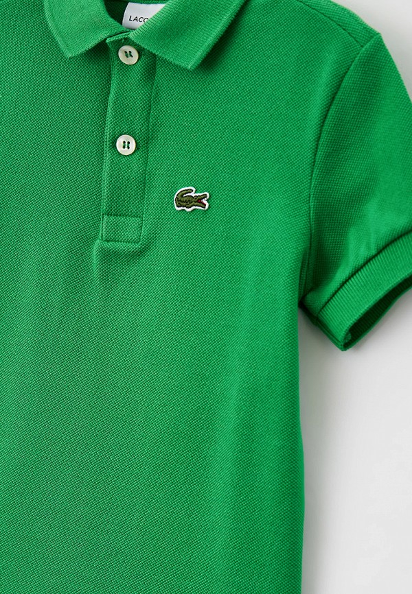 Поло для мальчика Lacoste цвет зеленый  Фото 3