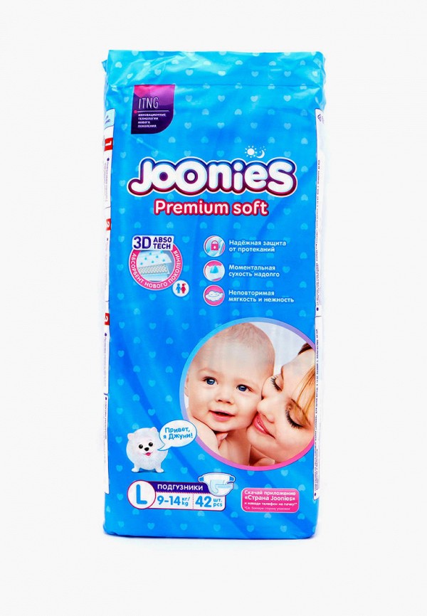 

Подгузники Joonies, Белый, Premium Soft L, 9-14 кг, 42 шт