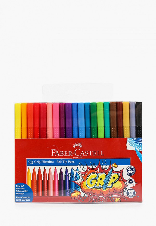 

Набор фломастеров Faber-Castell, Разноцветный, "Grip", 20 цветов, смываемые