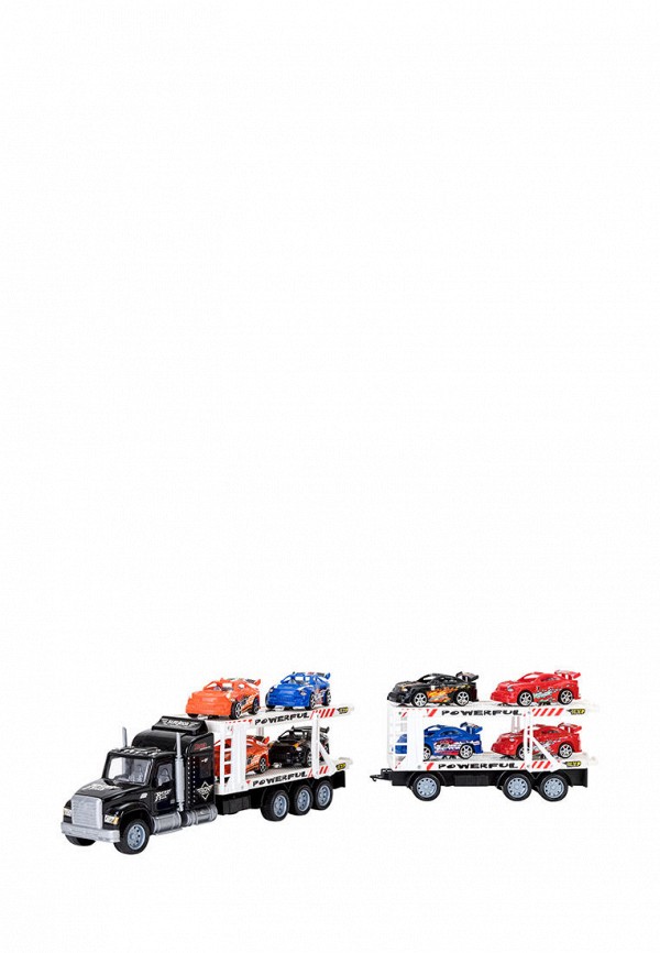 Набор игровой Givito Игрушечные машинки серии Гоночный трек (Автовоз - тягач с прицепом 64 см, черный. 8 гоночных машин)