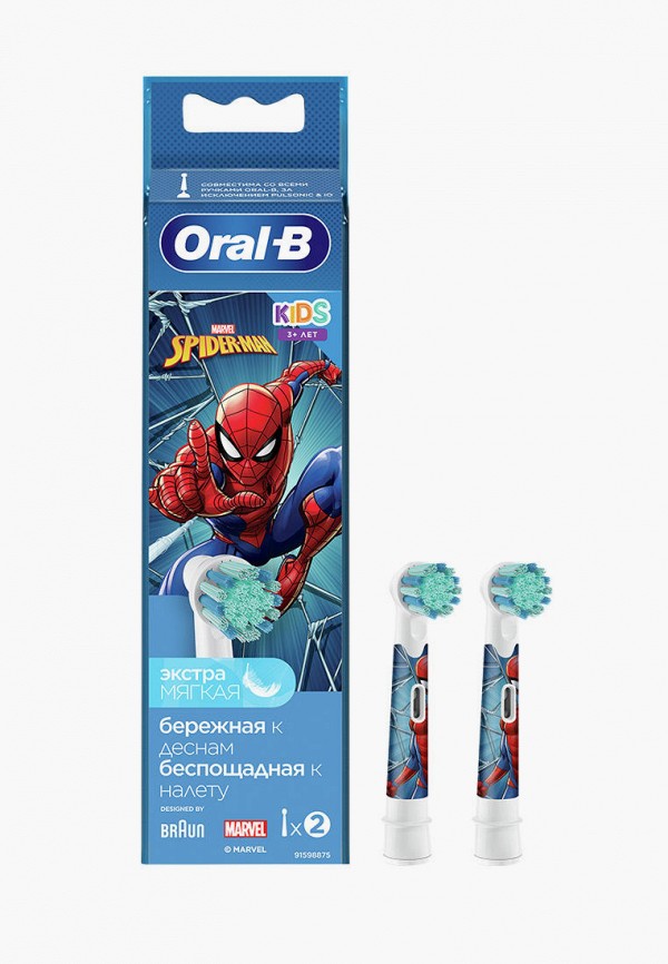 

Комплект насадок для зубной щетки Oral B, Разноцветный, Kids EB10S 2K Spiderman 2 шт.