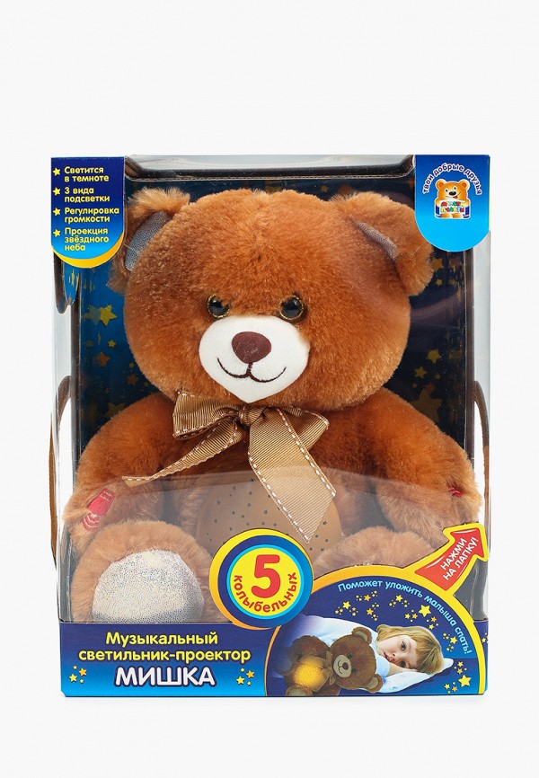 

Игрушка мягкая Мульти-Пульти, Коричневый, "Музыкальный светильник-проектор "Мишка"