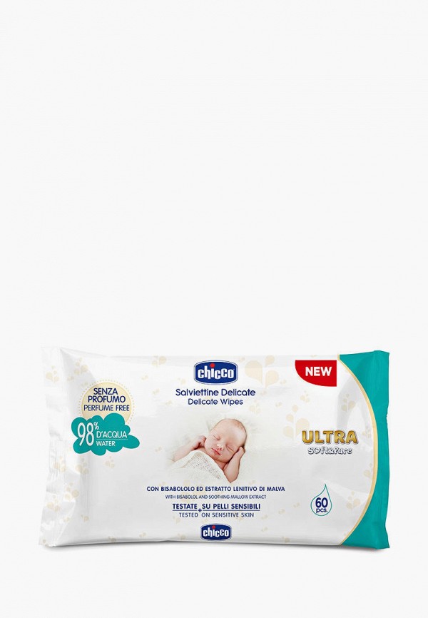 

Влажные салфетки Chicco, Белый, Baby Moments ультра мягкие 60 шт.
