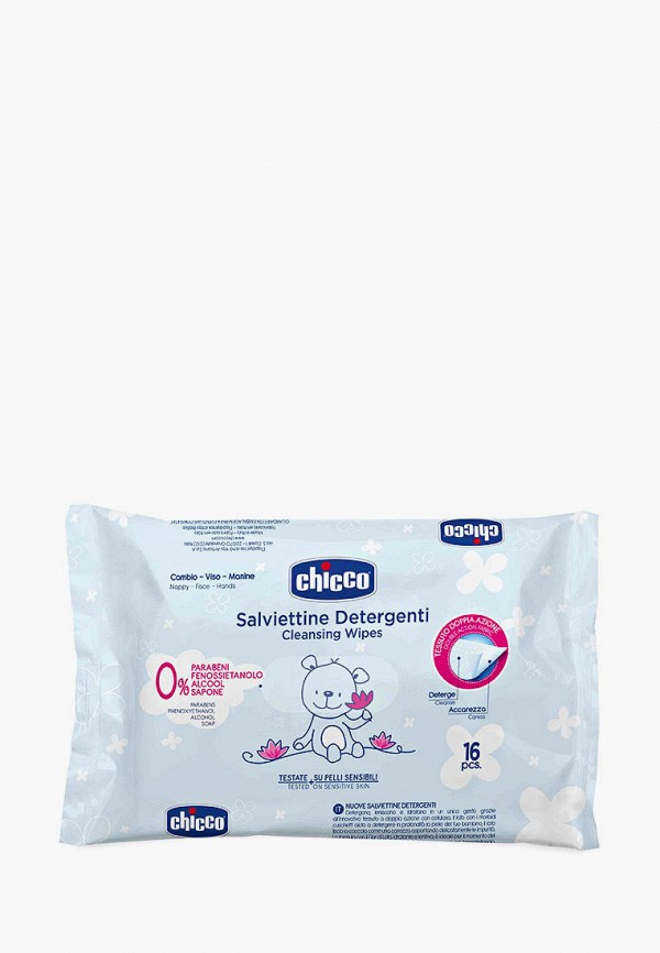 

Влажные салфетки Chicco, Голубой, Baby Moments 16 шт.