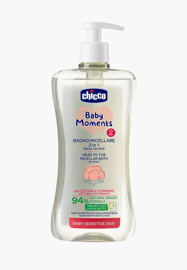

Пена для ванны Chicco, Прозрачный, Мицеллярное средство для купания "Baby moments" с экстрактом хлопка и витамином Е, 500 мл