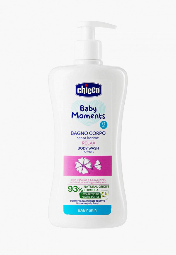 

Гель для душа Chicco, Белый, "Baby moments" без слез с экстрактом мальвы, 500 мл