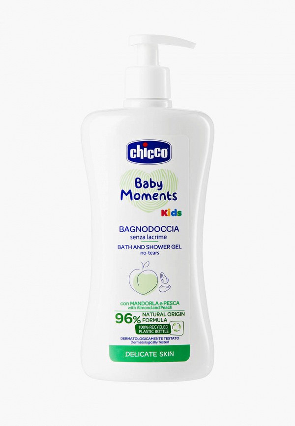 

Гель для душа Chicco, Белый, "Baby moments" с экстрактом миндаля и персика, 500 мл