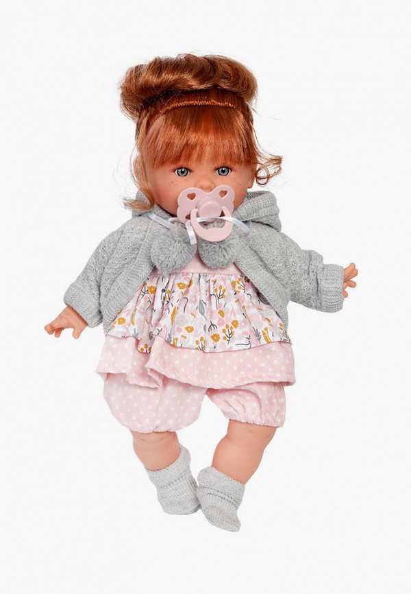 Кукла Munecas Dolls Antonio Juan озвученная Ава в сером, 30 см, плачет, мягконабивная