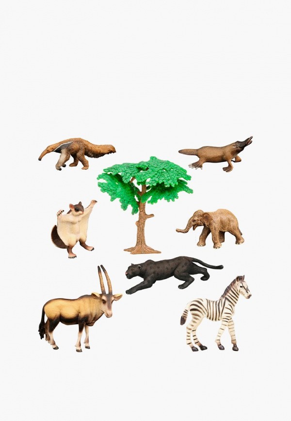Набор фигурок Masai Mara Мир диких животных: антилопа, муравьед, утконос ,слоненок, белка-летяга, пантера, зебра, дерево (набор из 8 предметов)