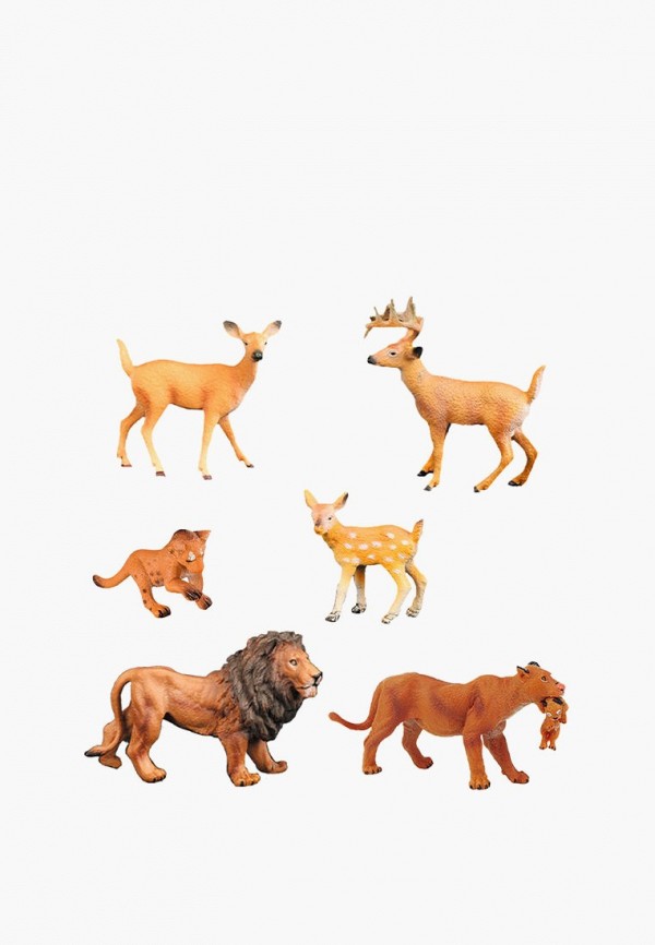 Набор фигурок Masai Mara Мир диких животных: Семья львов и семья оленей (набор из 6 предметов)