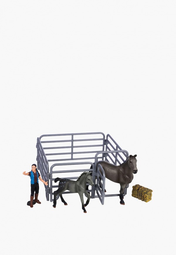 Набор фигурок Masai Mara Мир лошадей: Лошадь и жеребенок, наездница, ограждение (набор из 5 предметов) фигурки животных серии мир лошадей американская лошадь и жеребенок набор из 2 фигурок mm204 004