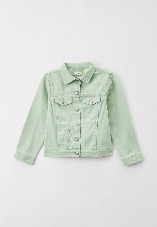 Куртка для девочки джинсовая Sela цвет зеленый 