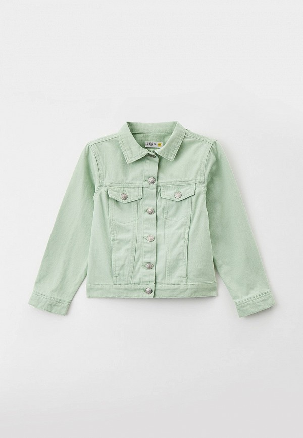 Куртка для девочки джинсовая Sela цвет зеленый 