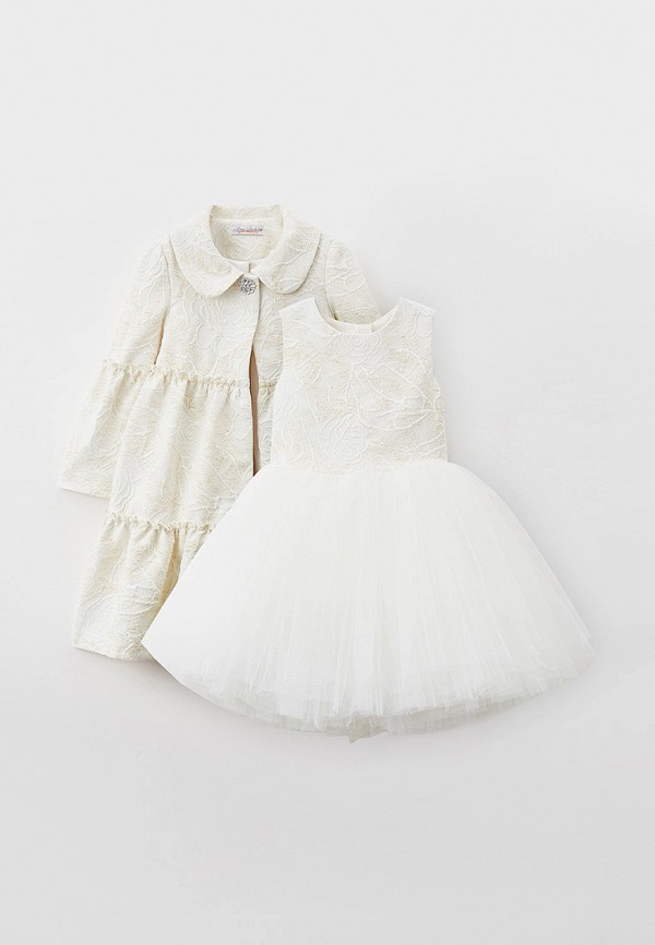 Пальто для девочки и платье Mimpi Lembut цвет белый  Фото 1