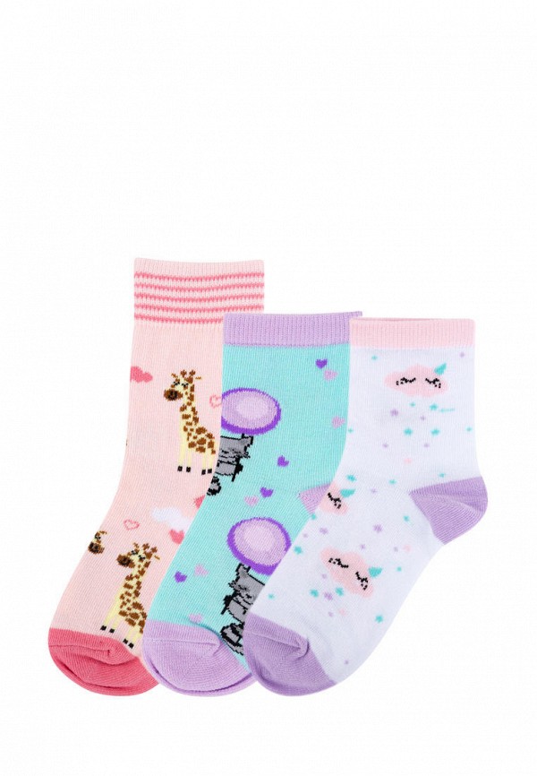 Носки для девочки 3 пары Kawaii Factory цвет разноцветный 