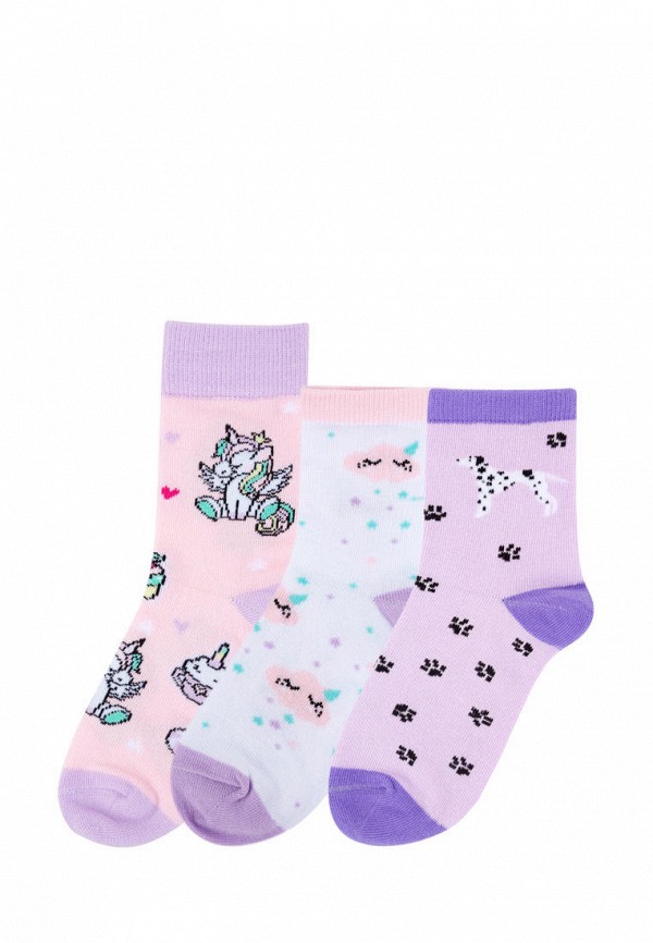 Носки для девочки 3 пары Kawaii Factory цвет разноцветный 