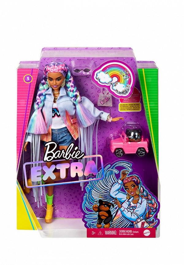 

Набор игровой Barbie, Разноцветный, Extra с радужными косами