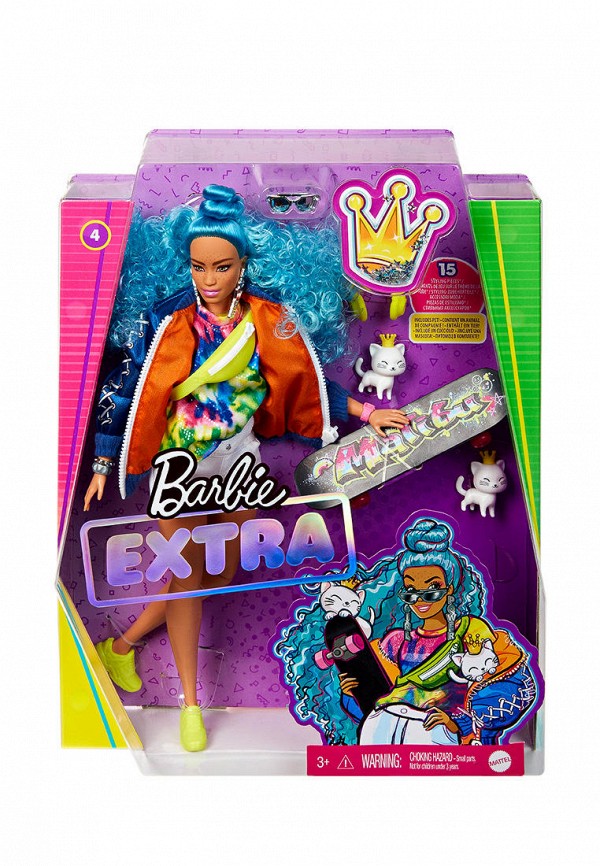 

Набор игровой Barbie, Разноцветный, Extra с голубыми волосами