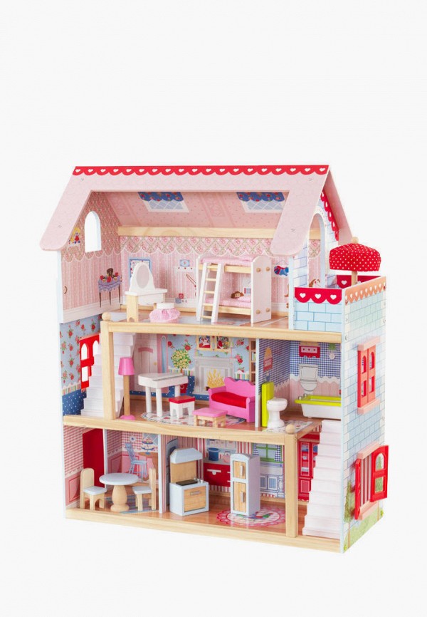

Дом для куклы KidKraft, Разноцветный, Открытый коттедж, с мебелью 16 предметов в наборе, для кукол 12 см