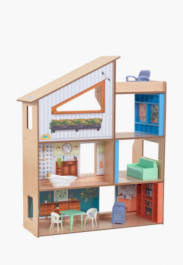

Дом для куклы KidKraft, Разноцветный, Хазэл, с мебелью 11 предметов в наборе, для кукол 17 см