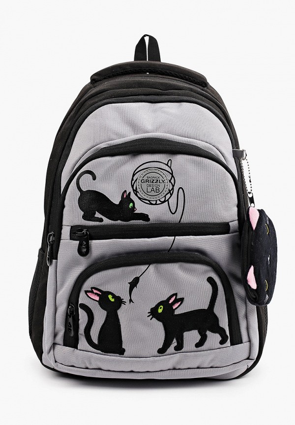 Рюкзак детский и брелок Grizzly цвет серый 