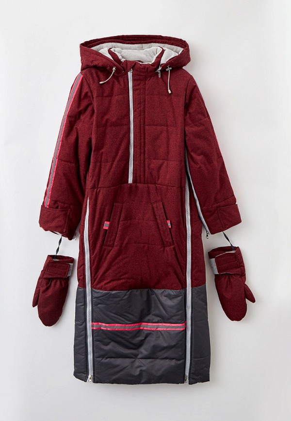 Куртка для девочки утепленная и варежки Smena цвет бордовый 