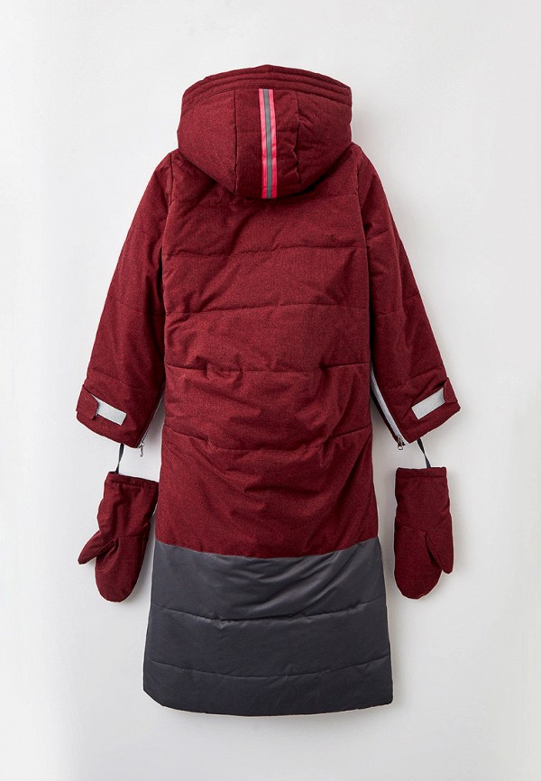 Куртка для девочки утепленная и варежки Smena цвет бордовый  Фото 2