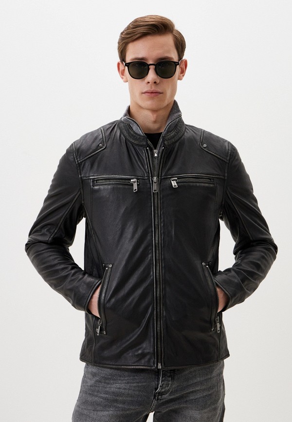 куртка dietmar с карманами mustang черный Куртка кожаная Mustang