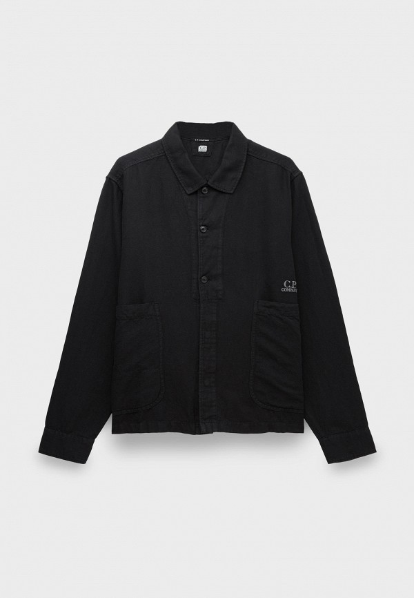 Рубашка C.P. Company broken linen/cotton pocket shirt black