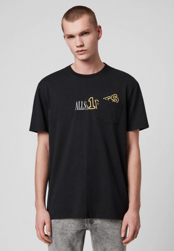 

Футболка AllSaints, Черный, COLLEGE PATCH SS CREW