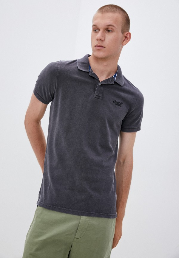 

Поло Superdry, Серый, VINTAGE DESTROY S/S POLO