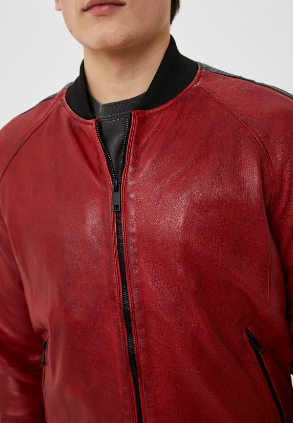 Куртка кожаная Urban Fashion for Men цвет красный  Фото 5