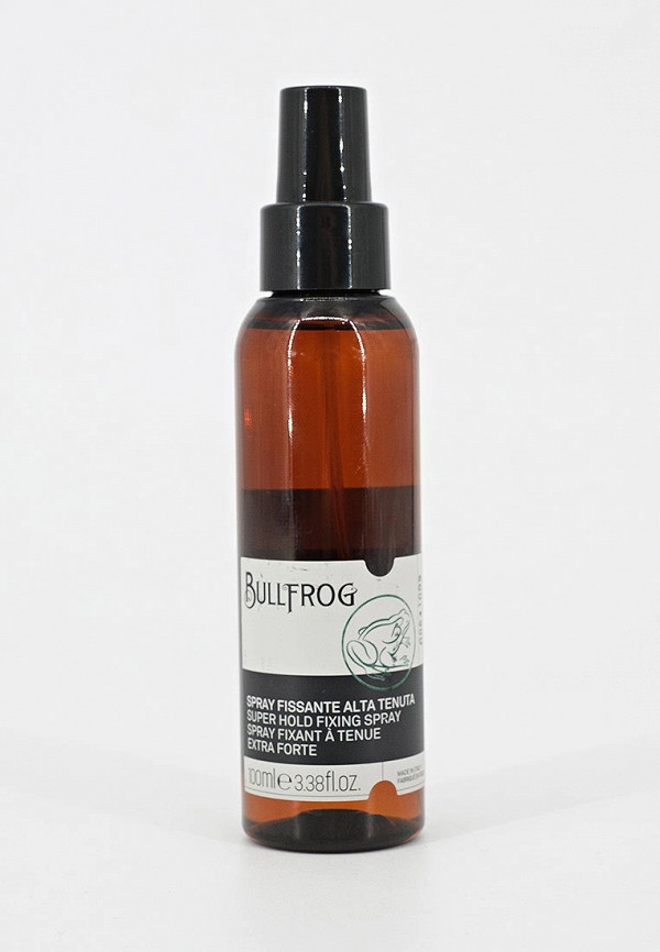 

Спрей для укладки Bullfrog, Прозрачный, SUPER HOLD FIXING SPRAY фиксирующий спрей, 100 мл