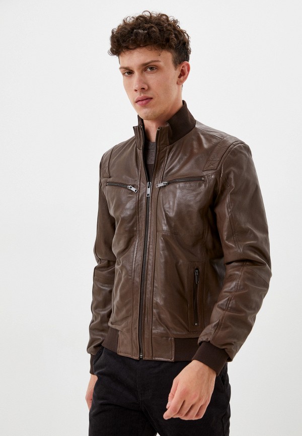 Куртка кожаная Urban Fashion for Men цвет коричневый 