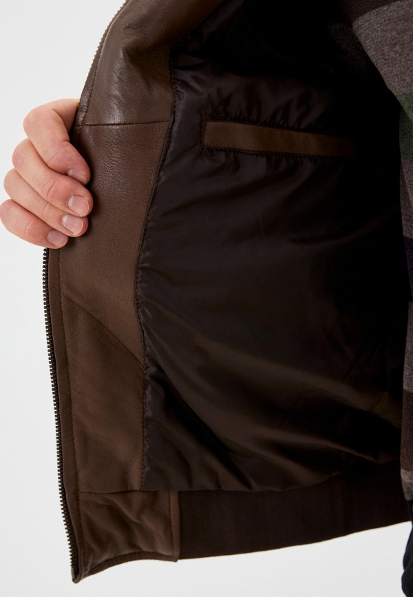 Куртка кожаная Urban Fashion for Men цвет коричневый  Фото 4