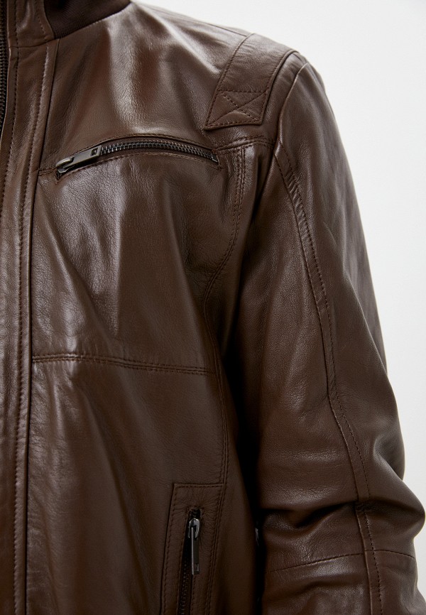 Куртка кожаная Urban Fashion for Men цвет коричневый  Фото 5