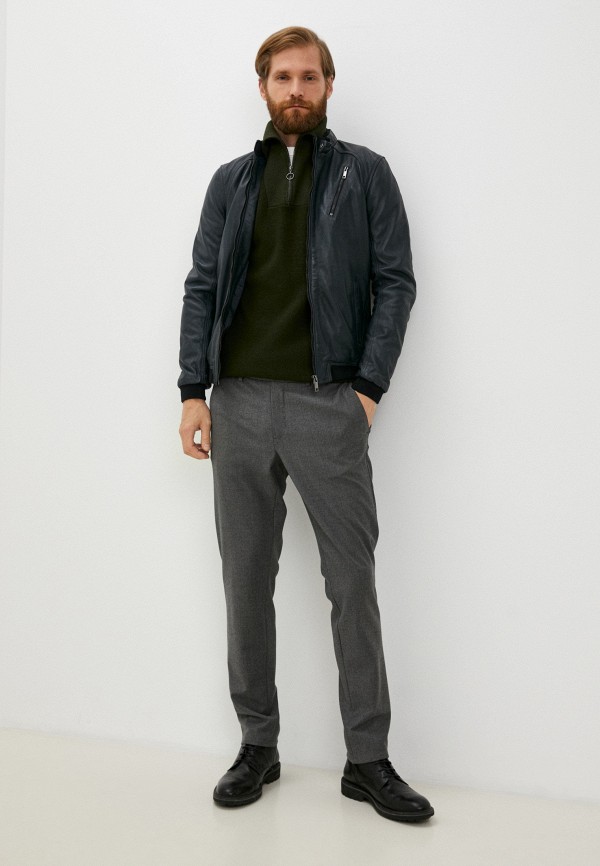 Куртка кожаная Urban Fashion for Men синий, размер 58, фото 2
