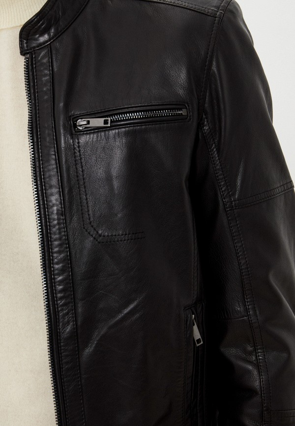 Куртка кожаная Urban Fashion for Men цвет черный  Фото 4