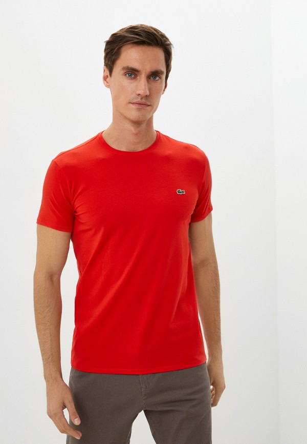Футболка лакост мужская красная Classic Fit fr6