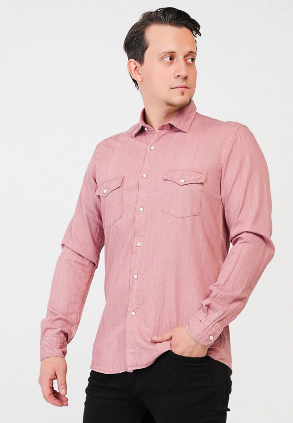 Рубашка джинсовая Paul Mark розового цвета