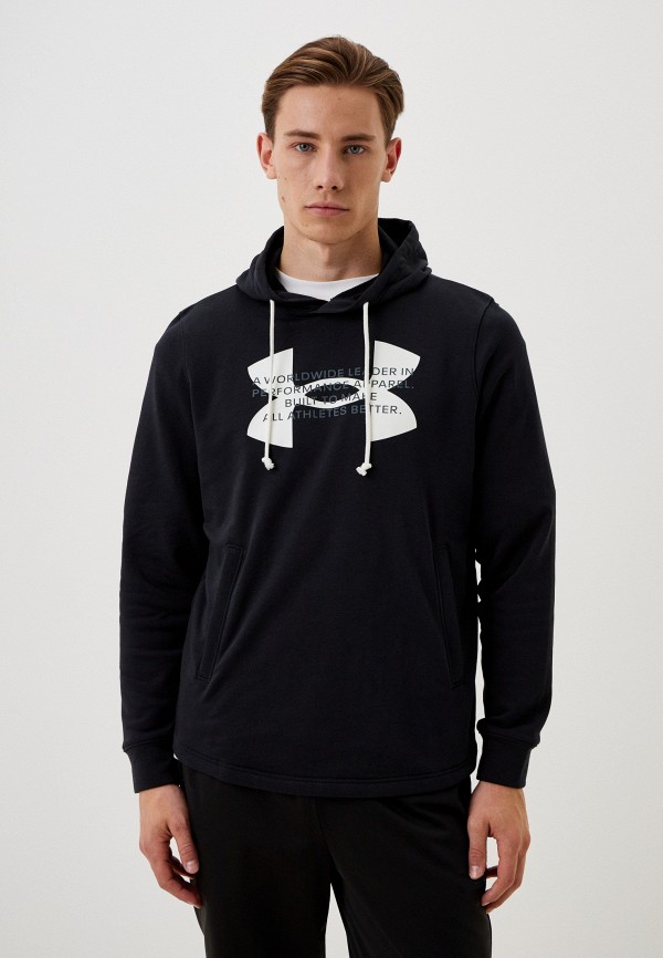 Худи Under Armour UA Rival Terry Logo Hoodie-BLK худи under armour силуэт прямой размер xxl черный