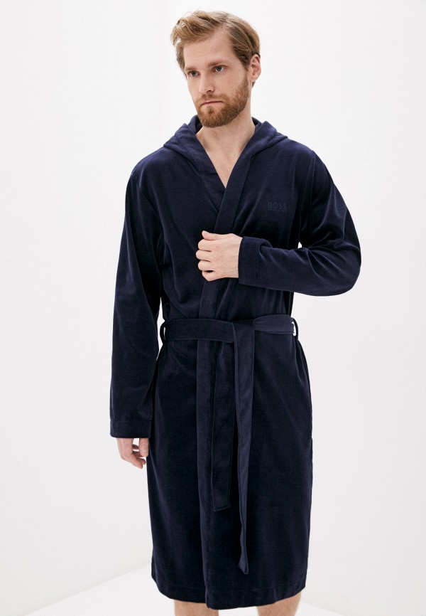 

Халат домашний Boss, Синий, Velour Hooded Gown